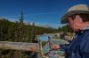 Susi painting North Saskatchewan River in Alberta, Canada