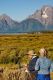 Susi at Willow Flats painting the Teton Mountains