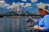 Susi at Jackson Lake painting the Teton Mountains